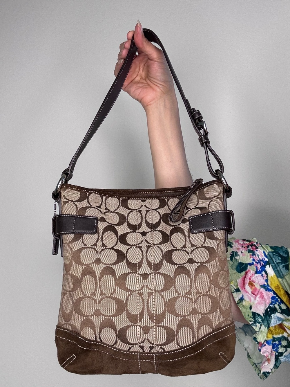 Coach SoHo Slim Duffle Brown Suede trim - Picture 5 of 17